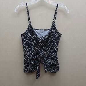 Juniper Blu Ditsy Floral Print Front Tie Crop Top Black Size Medium NWT